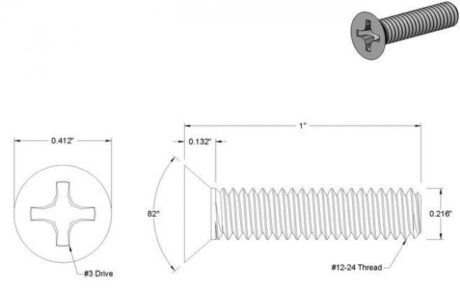SCRM-028 for SP-237 Strike plate or keeper plate- Zinc-Plated Steel Flat Head Phillips Machine Screw