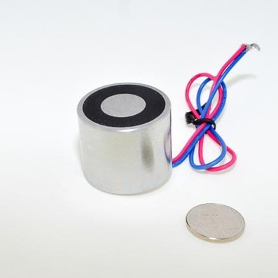 EML35mm-12 - Round Permanent Electromagnet 35 mm Dia. 12 volts DC - Holding 44.9 lbs.
